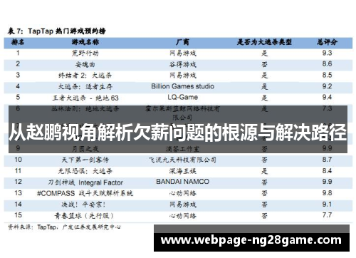 从赵鹏视角解析欠薪问题的根源与解决路径