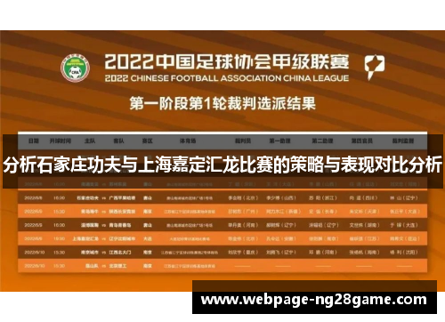 分析石家庄功夫与上海嘉定汇龙比赛的策略与表现对比分析